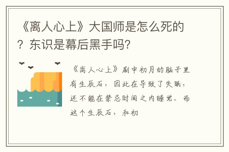 东识是幕后黑手吗 《离人心上》大国师是怎么死的