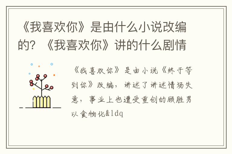 《我喜欢你》讲的什么剧情 《我喜欢你》是由什么小说改编的