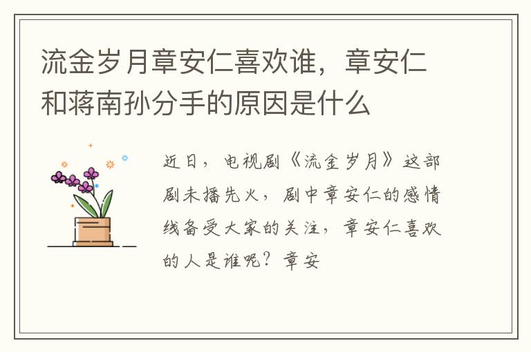 章安仁和蒋南孙分手的原因是什么 流金岁月章安仁喜欢谁