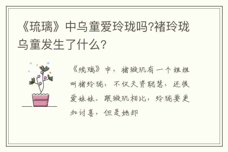 褚玲珑乌童发生了什么 《琉璃》中乌童爱玲珑吗