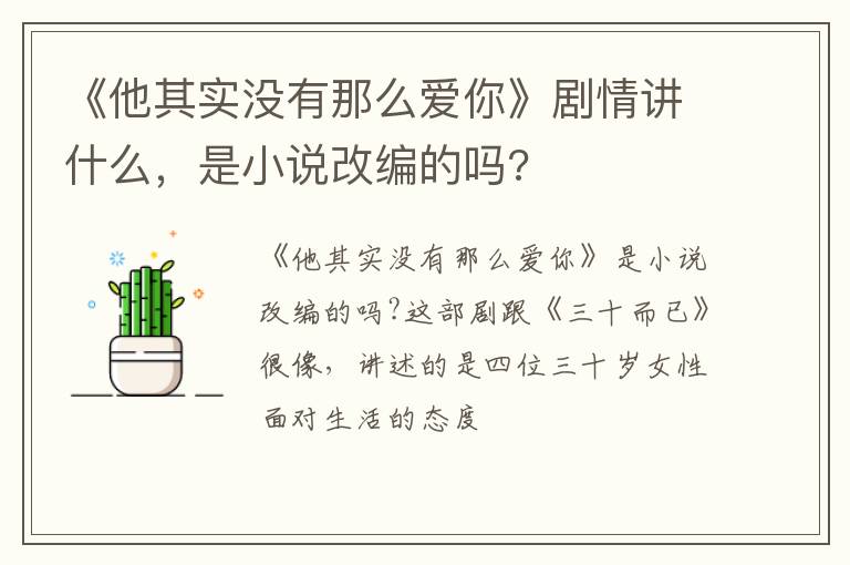 是小说改编的吗 《他其实没有那么爱你》剧情讲什么