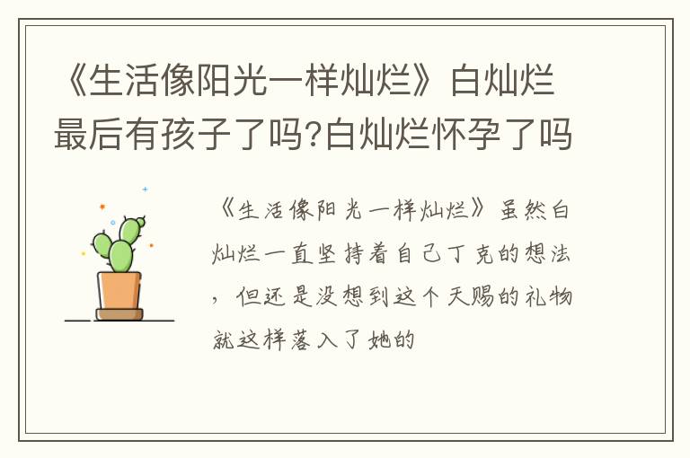 白灿烂怀孕了吗 《生活像阳光一样灿烂》白灿烂最后有孩子了吗