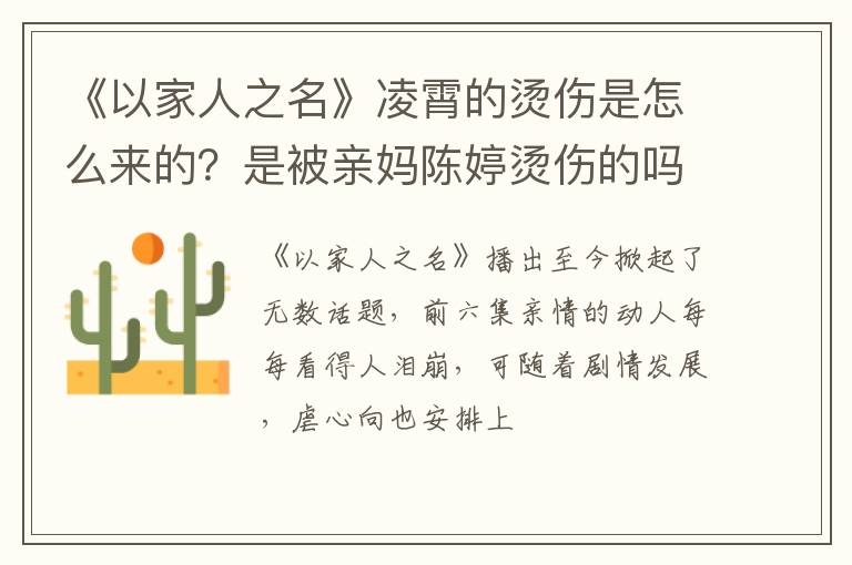 是被亲妈陈婷烫伤的吗 《以家人之名》凌霄的烫伤是怎么来的