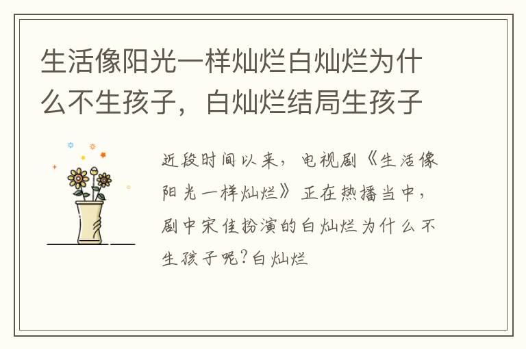 白灿烂结局生孩子了吗 生活像阳光一样灿烂白灿烂为什么不生孩子