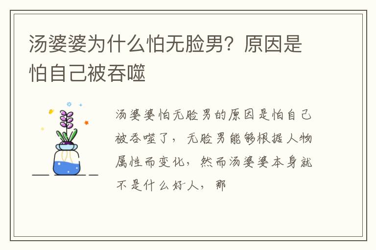 原因是怕自己被吞噬 汤婆婆为什么怕无脸男