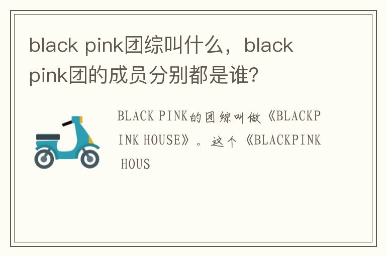 pink团综叫什么 black pink团的成员分别都是谁 black