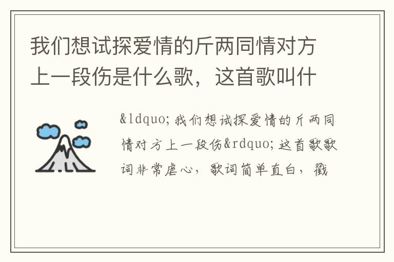 这首歌叫什么名字 我们想试探爱情的斤两同情对方上一段伤是什么歌