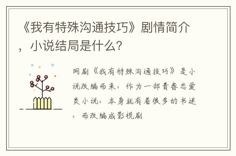 小说结局是什么 《我有特殊沟通技巧》剧情简介