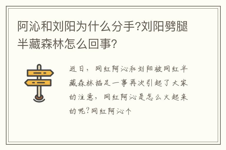 刘阳劈腿半藏森林怎么回事 阿沁和刘阳为什么分手