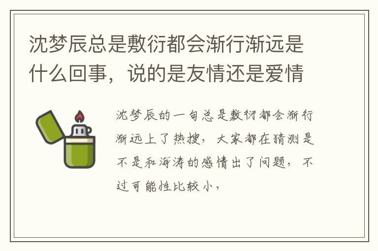 说的是友情还是爱情呢 沈梦辰总是敷衍都会渐行渐远是什么回事