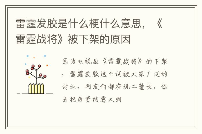 《雷霆战将》被下架的原因 雷霆发胶是什么梗什么意思