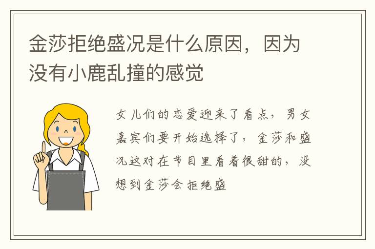 因为没有小鹿乱撞的感觉 金莎拒绝盛况是什么原因