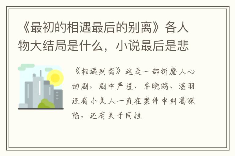 小说最后是悲剧结局吗 《最初的相遇最后的别离》各人物大结局是什么
