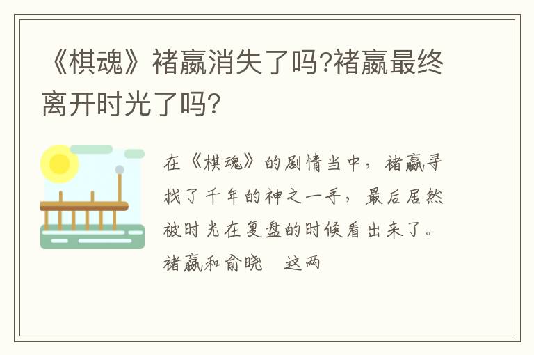 褚嬴最终离开时光了吗 《棋魂》褚嬴消失了吗
