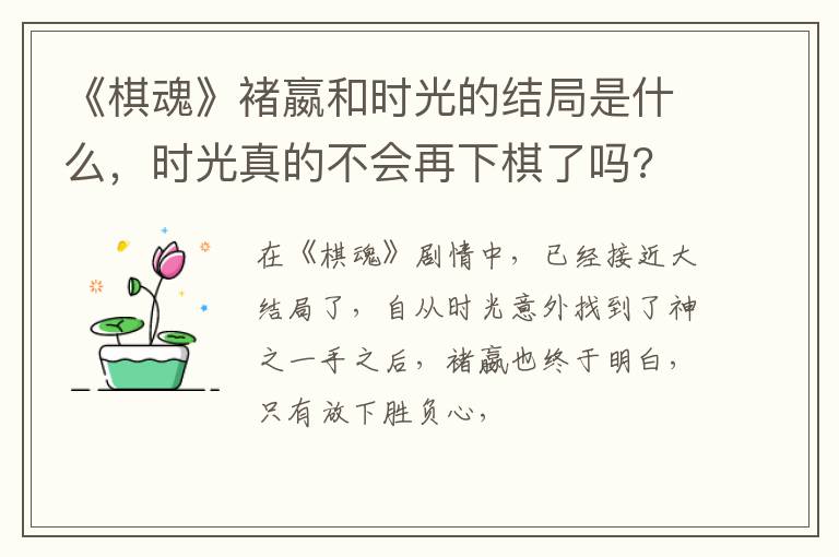 时光真的不会再下棋了吗 《棋魂》褚嬴和时光的结局是什么