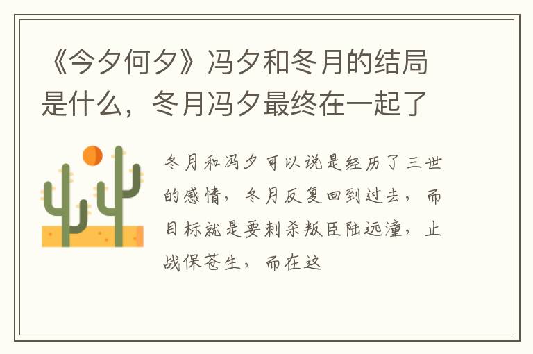 冬月冯夕最终在一起了吗 《今夕何夕》冯夕和冬月的结局是什么