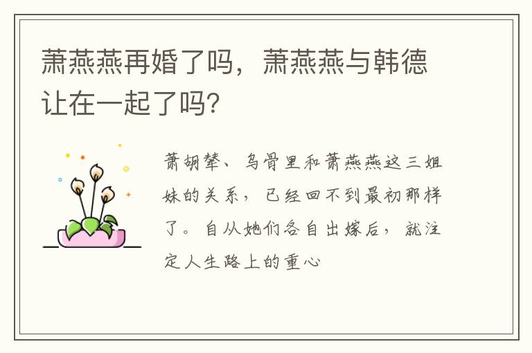 萧燕燕与韩德让在一起了吗 萧燕燕再婚了吗