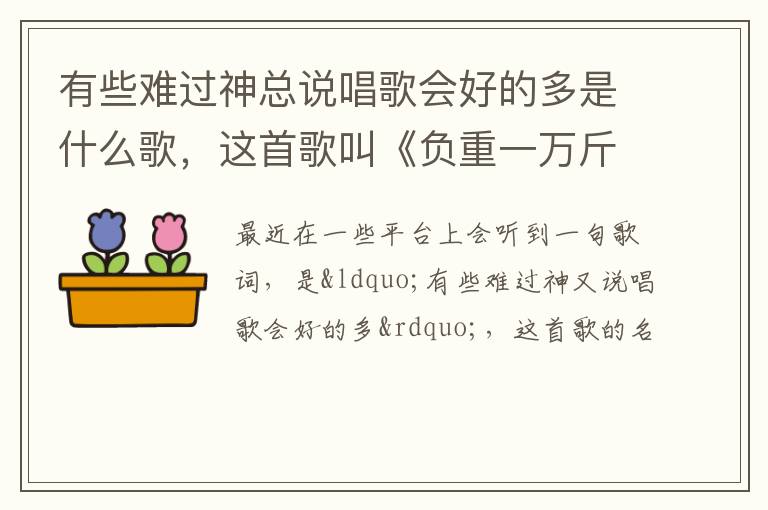 这首歌叫《负重一万斤长大》 有些难过神总说唱歌会好的多是什么歌