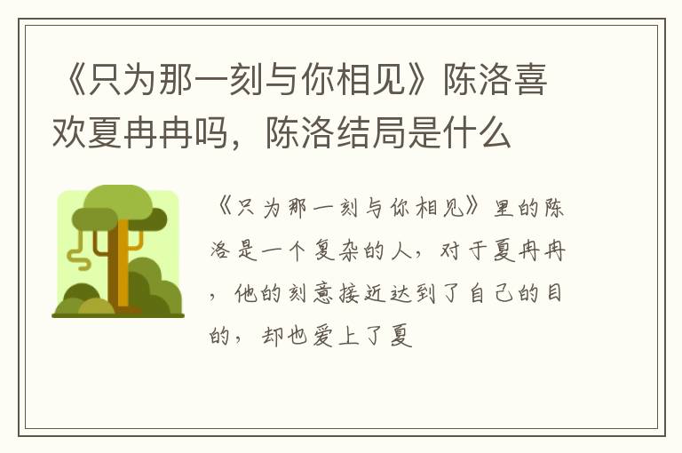 陈洛结局是什么 《只为那一刻与你相见》陈洛喜欢夏冉冉吗