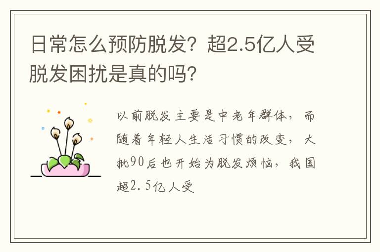 超2.5亿人受脱发困扰是真的吗 日常怎么预防脱发