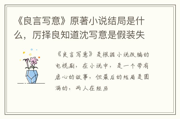 厉择良知道沈写意是假装失忆吗 《良言写意》原著小说结局是什么