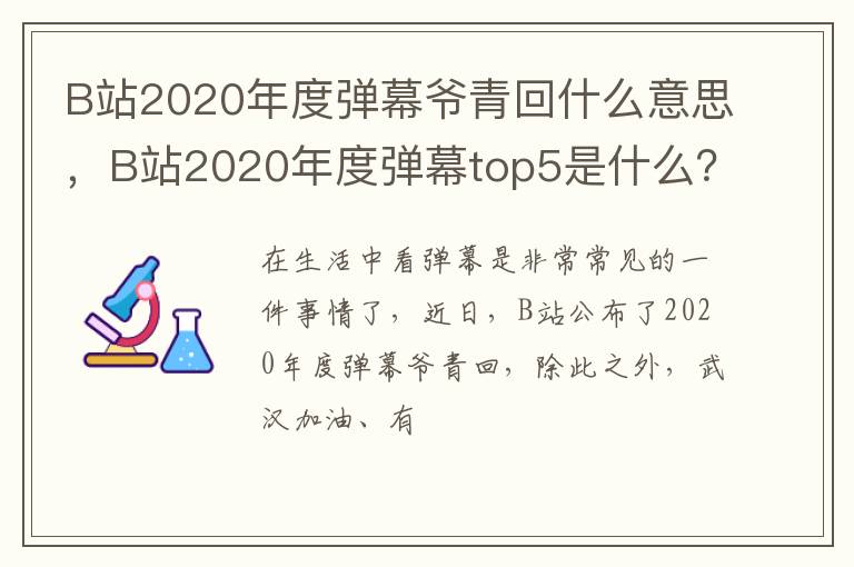 B站2020年度弹幕top5是什么 B站2020年度弹幕爷青回什么意思