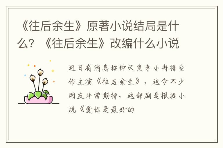 《往后余生》改编什么小说 《往后余生》原著小说结局是什么