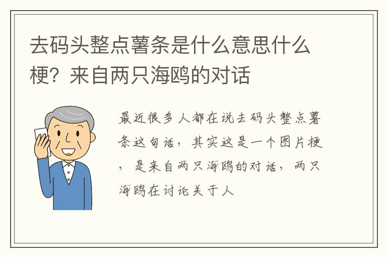 来自两只海鸥的对话 去码头整点薯条是什么意思什么梗