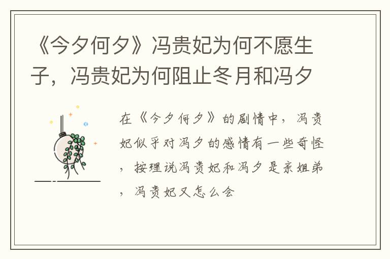 冯贵妃为何阻止冬月和冯夕 《今夕何夕》冯贵妃为何不愿生子