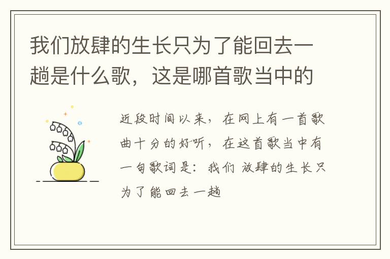 这是哪首歌当中的歌词 我们放肆的生长只为了能回去一趟是什么歌