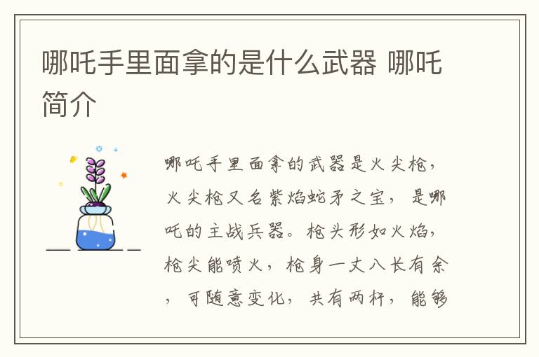 哪吒简介 哪吒手里面拿的是什么武器