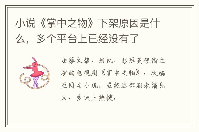 多个平台上已经没有了 小说《掌中之物》下架原因是什么