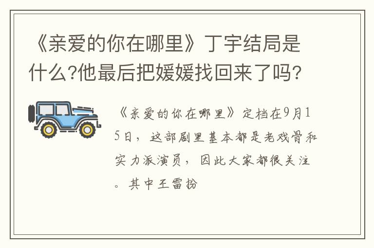 他最后把媛媛找回来了吗 《亲爱的你在哪里》丁宇结局是什么