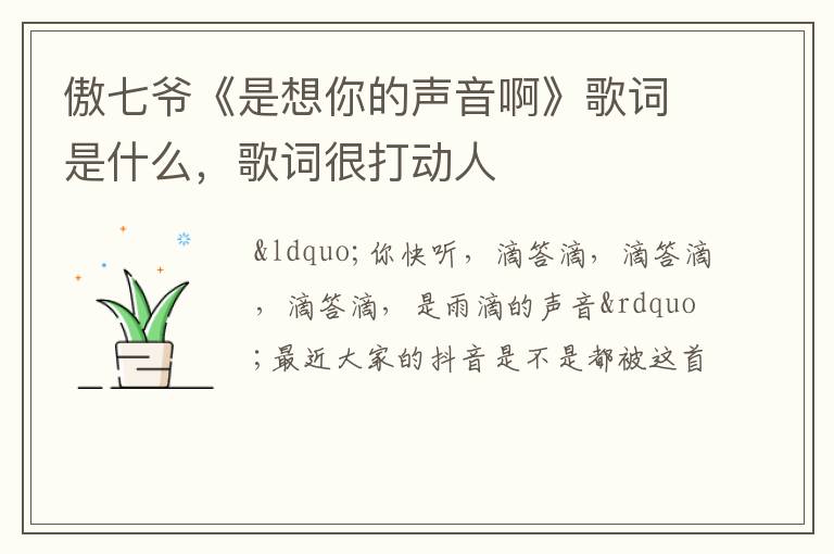 歌词很打动人 傲七爷《是想你的声音啊》歌词是什么