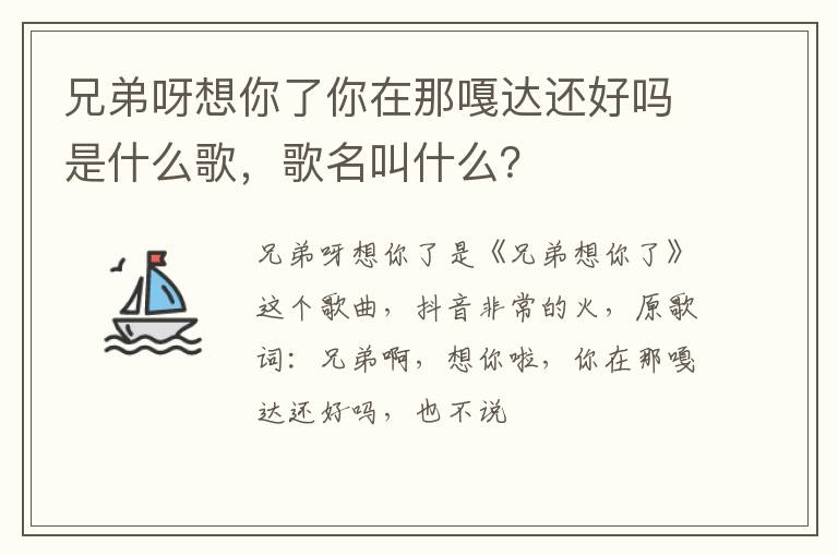 歌名叫什么 兄弟呀想你了你在那嘎达还好吗是什么歌