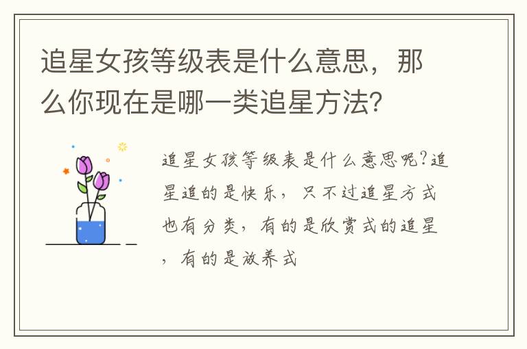 那么你现在是哪一类追星方法 追星女孩等级表是什么意思
