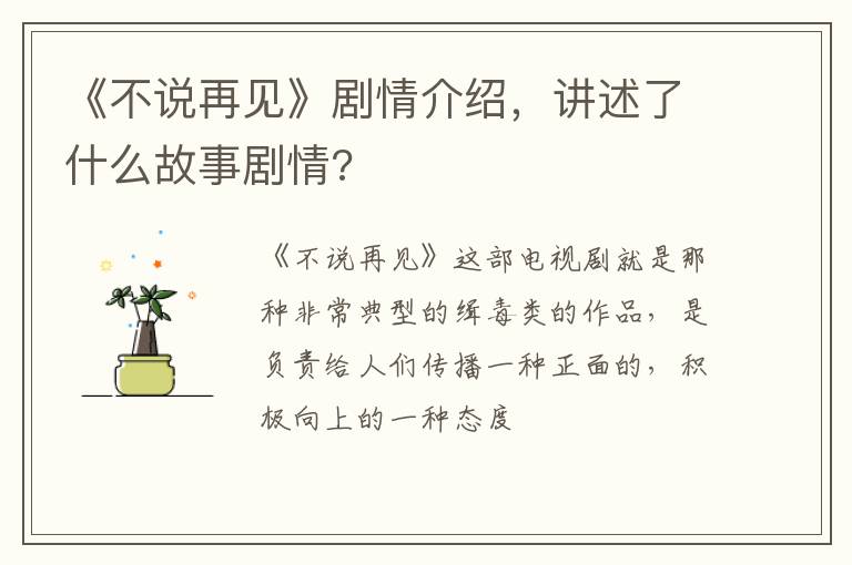 讲述了什么故事剧情 《不说再见》剧情介绍