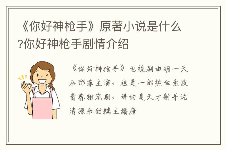 你好神枪手剧情介绍 《你好神枪手》原著小说是什么