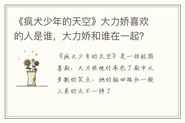 大力娇和谁在一起 《疯犬少年的天空》大力娇喜欢的人是谁