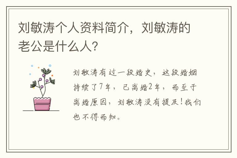 刘敏涛的老公是什么人 刘敏涛个人资料简介