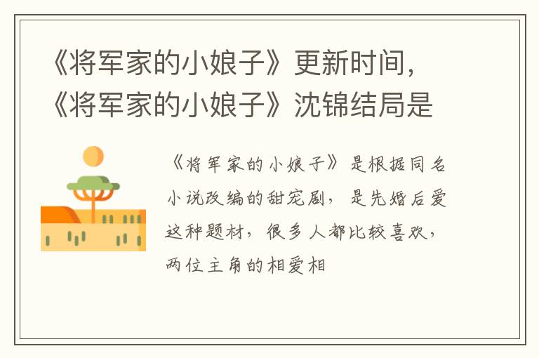《将军家的小娘子》沈锦结局是什么 《将军家的小娘子》更新时间