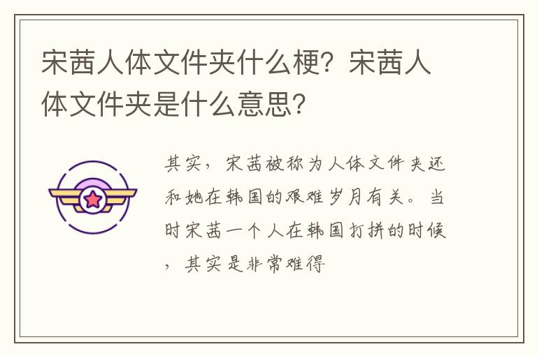 宋茜人体文件夹是什么意思 宋茜人体文件夹什么梗