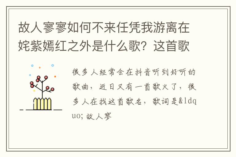 这首歌叫什么 故人寥寥如何不来任凭我游离在姹紫嫣红之外是什么歌