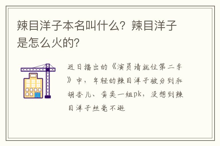 辣目洋子是怎么火的 辣目洋子本名叫什么