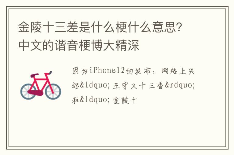 中文的谐音梗博大精深 金陵十三差是什么梗什么意思
