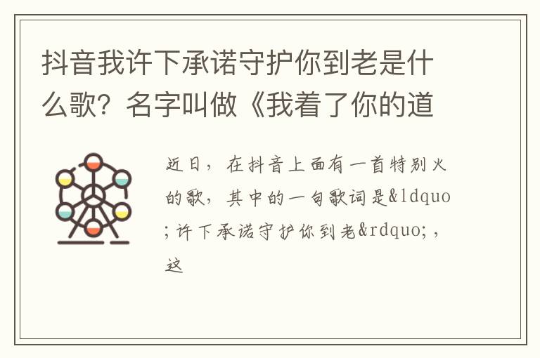 名字叫做《我着了你的道》 抖音我许下承诺守护你到老是什么歌