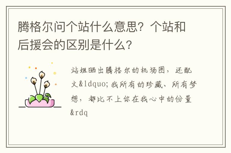 个站和后援会的区别是什么 腾格尔问个站什么意思