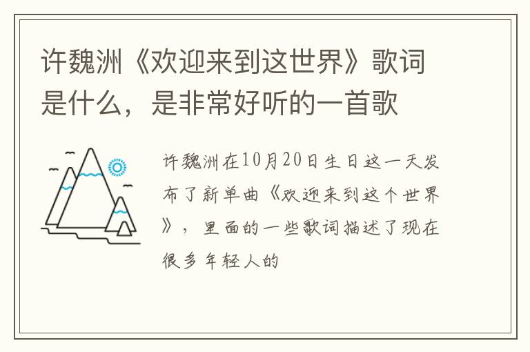 是非常好听的一首歌 许魏洲《欢迎来到这世界》歌词是什么
