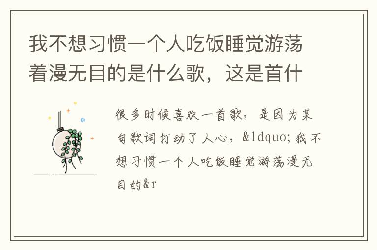 这是首什么歌 我不想习惯一个人吃饭睡觉游荡着漫无目的是什么歌