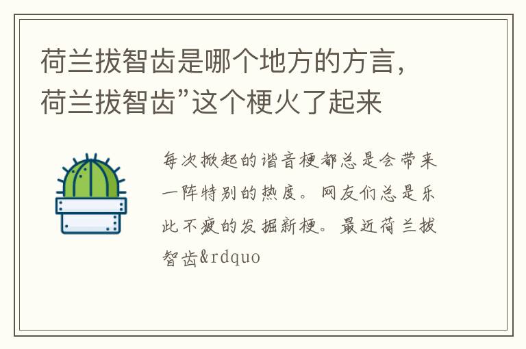 荷兰拔智齿”这个梗火了起来 荷兰拔智齿是哪个地方的方言